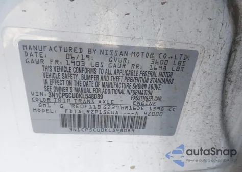 2019 Nissan Kicks S from USA, damaged, VIN 3N1CP5CU0KL548089